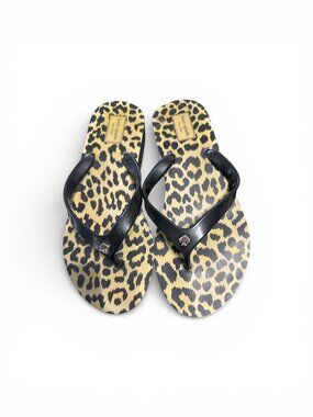 Kate Spade Fleur Flip Flops Animal Print Black - Wore Once - EUC - Size 8